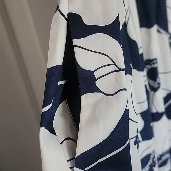 Boden British Style Violet Square Neck Midi Dress Blue White Floral 20 22 R - Picture 4 of 10